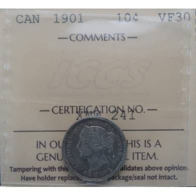 1901 - VF 30 - ICCS - Canada 10 Cents