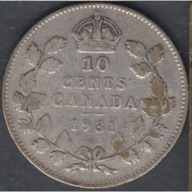 1931 - VG/F - Canada 10 Cents