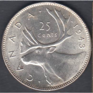 1943 - AU/UNC - Canada 25 Cents