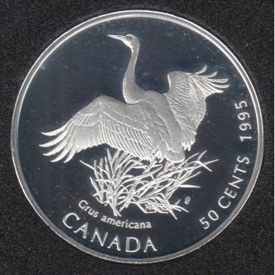 1995 - Proof - Whooping Crane - Sterling Silver - Canada 50 Cents