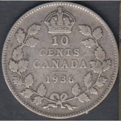 1936 - VG/F - Canada 10 Cents