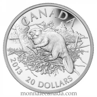 2013 - $20 - Pice de 1 oz en argent fin - Le castor
