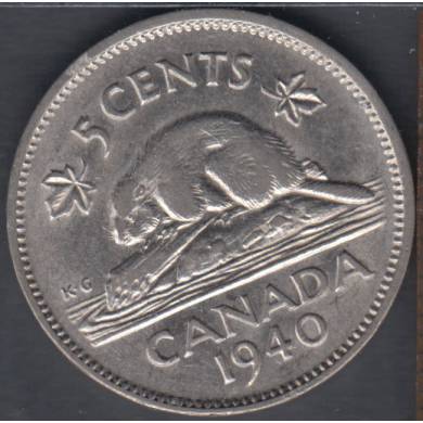 1940 - VF/EF - Rotated Dies - Canada 5 Cents