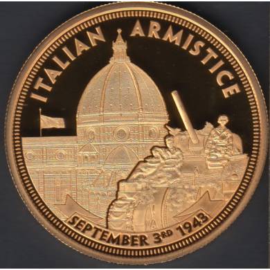 2020 - Proof - 1945 - 75th Ann. of Victory in WRII - ITALIAN ARMISTICE - Gold Plated - Medaille