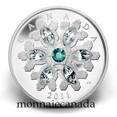 2011 - $20 - Pièce en argent fin - Flocon de cristal Émeraude