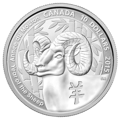 2015 - $10- 1/2 oz. Fine Silver Coin - Year of the Sheep
