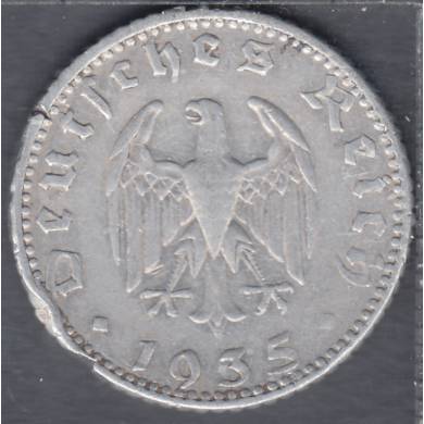 1935 J - 50 Reichspfennig - Tranche Endommag - Allemagne