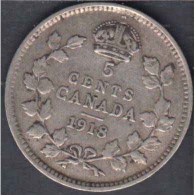 1918 - VG/F - Canada 5 Cents