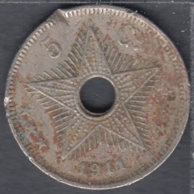 1911 - 5 Centimes - Rim Nick - Belgium Congo