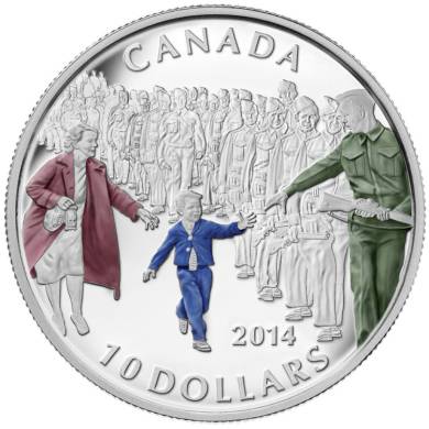 2014 - $10 - 1/2 oz. Fine Silver Coloured Coin - Wait for Me, Daddy