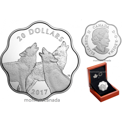 2017 - $20 - Coin 99.99% Pure Silver Timber Wolf