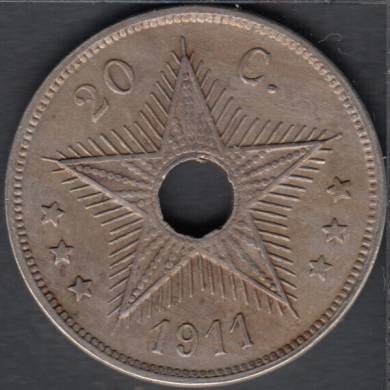 1911 - 20  Centimes - Belgium Congo