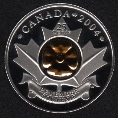 2004  - Proof - Coquelicot - Plaqué Or - Argent - Canada 25 Cents