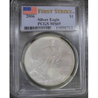 USA 2006 $1 Dollar American Eagle Fine Silver .999 - PCGS MS 69 - First Strike