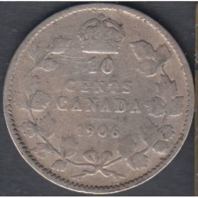 1906 - VG - Scratch - Canada 10 Cents