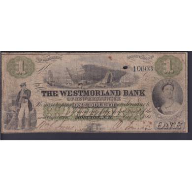 1861 $1 Dollars - VG -  The Westmorland Bank