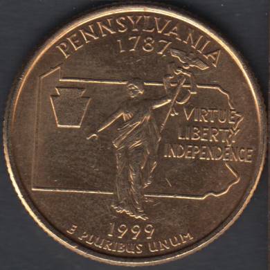 1999 D - Pennsylvania - Plaqué Or - 25 Cents