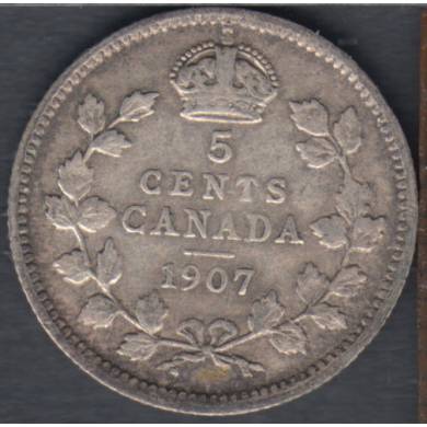 1907 - Wide Date - VF - Canada 5 Cents