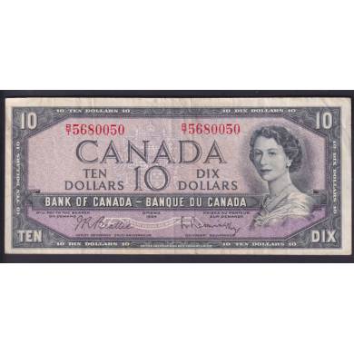 1954 $10 Dollars - VF - Beattie Rasminsky - Prefix R/T