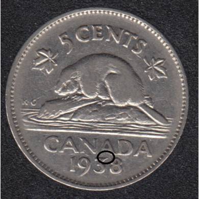 1938 - Pointed 3 - Canada 5 Cents