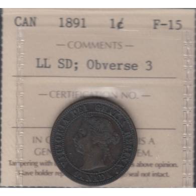 1891 - F-15 - LL SD - Obverse 3 - ICCS - Canada Large Cent