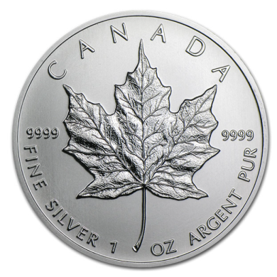 1991 Canada $5 Dollars Maple Leaf  99,99% Fine Silver 1 oz Coin *** COIN MAYBE TONED ***
