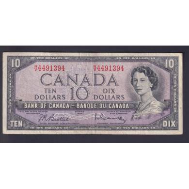 1954 $10 Dollars - VF - Beattie Rasminsky - Prefix N/V