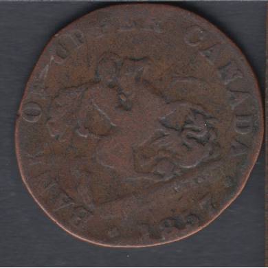 1857 - Damaged - Bank of Upper Canada - Half Penny Token - PC-5D