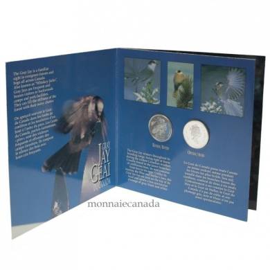 1995 50 cent preuve Argent Sterling Oiseaux du Canada Geai du Canada + Lagopede a Queue Blanche
