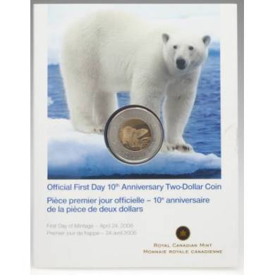 2006 Official First Day - 10th Anniversary $2 Dollars Canada