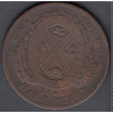 1844 - VG/F - Half Penny - Token Bank of Montreal - Province of Canada - PC-1B6