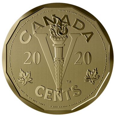 2020 - 5¢ -   Pièce de 5 cents en bronze - Le front intérieur canadien : La pièce de 5 cents Victoire
