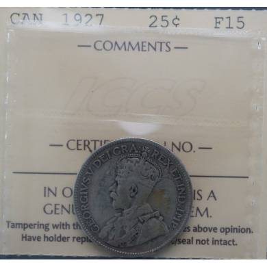 1927 - F 15 - ICCS - Canada 25 Cents