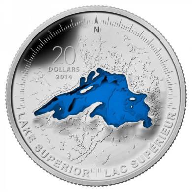 2014 - $20 - Pice de 1 oz en argent fin - Lac Suprieur