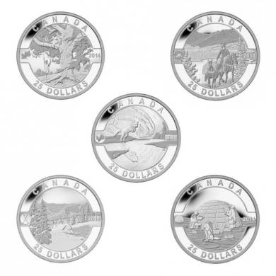 2014 - 5 Coins Set - $25 - Fine Silver - O Canada Series