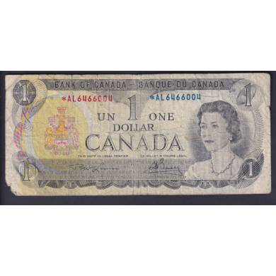 1973 $1 Dollar - VG - Lawson Bouey - Prfixe *AL - Remplacement