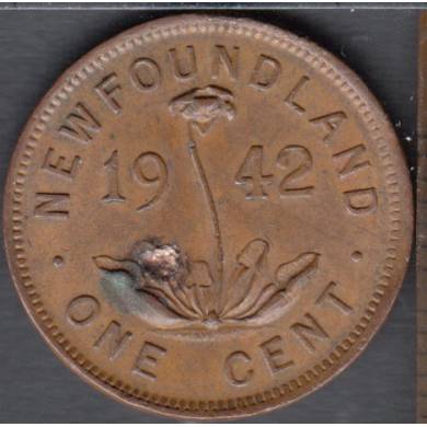 1942 - EF - Damaged - 1 Cent - Newfoundland