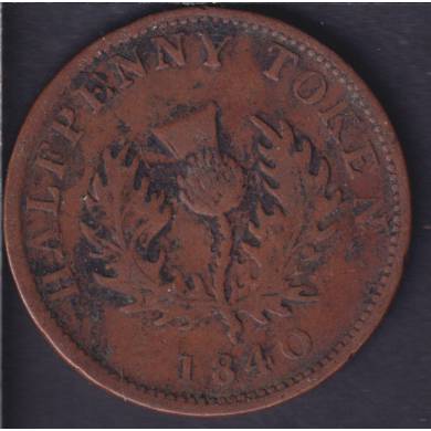1840 - VG - Half Penny Token - Province of Nova Scotia - NS-1E2
