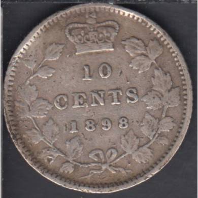 1898 - F/VF - Endommagé - Canada 10 Cents