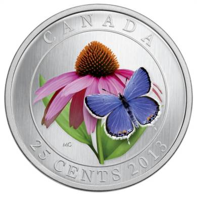 2013 - Purple Coneflower and Eastern Tailed Blue - Canada 25 cents
