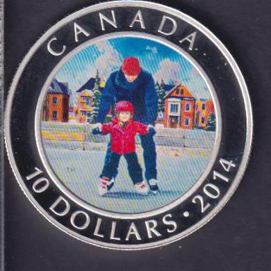 2014 - $10 - 1/2 oz. Fine Silver Coin - Learning to Skate