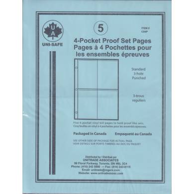 5  4-pocket vinyl bill pages to hold proof like sets
