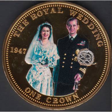 2014 - Proof - One Crown - Queen Elisabeth II - Gold Plated - THE ROYAL WEEDING - Tristan da Cunha