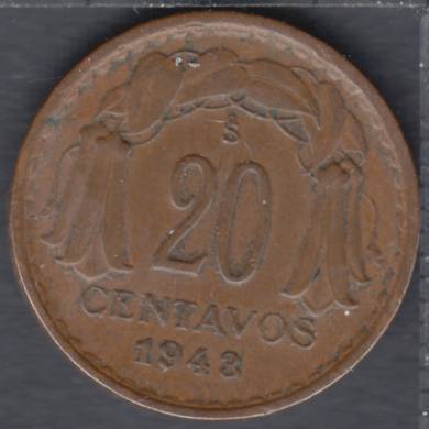 1943 - 20 centavos - EF - Chili
