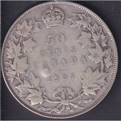 1931 - VG - Damaged - Canada 50 Cents