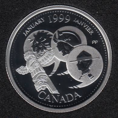 1999 - #1 Proof - Silver - January - Canada 25 Cents