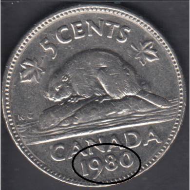 1980 - Bold Date - Canada 5 Cents