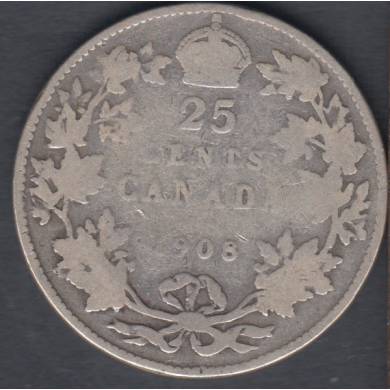 1908 - VG - Canada 25 Cents