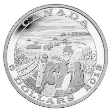 2013 - $5 - Fine Silver Coin - Tradition of Hunting: Bison