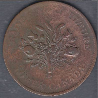 1836 - Fine - Trade & Agriculture - Un Sou Bank Token - Montreal - LC-3A2